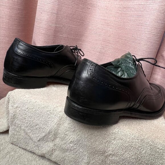 Johnson & Murphy Men Black Leather Oxford Wingtip Dress Shoes Size 10 D USA Made - Picture 8 of 16